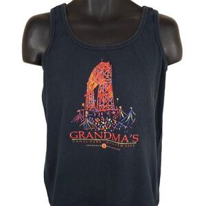 Vintage Grandmas Saloon Tank Top Womens Size Medium Black Y2K Canal Park Duluth